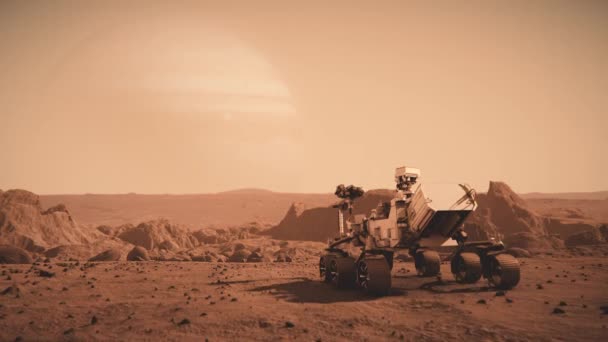 Înregistrare Roverului Nasa Marte Care Călătorește Suprafața Planetei Marte Spre — Videoclip de stoc