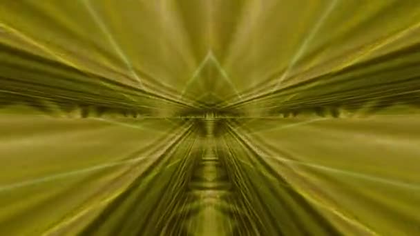 Kaleidoscope Tunnel Sparkling Abstract Elements Moving Forward Backward Olive Colored — Videoclip de stoc
