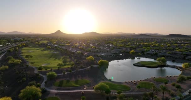 Aerial View Small Town Beautiful Green Parks Arizona — 图库视频影像