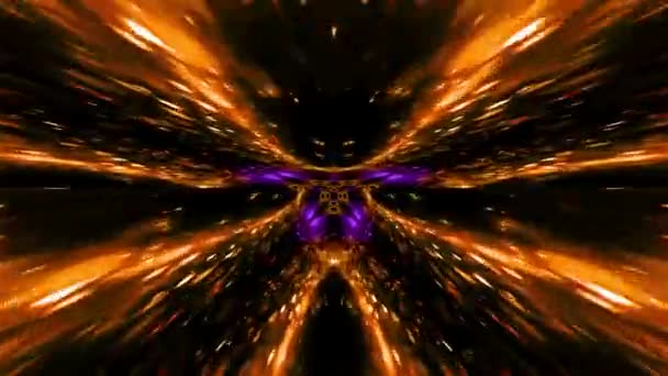 Stunning Digital Animation Violet Golden Colors Mixed Space Time Travel — Stockvideo