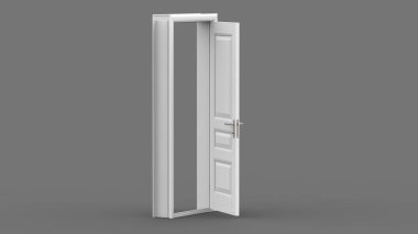 Kapalı kapı illüstrasyonu, girişte gerçekçi kapı aralığı tecrit edilmiş 3D