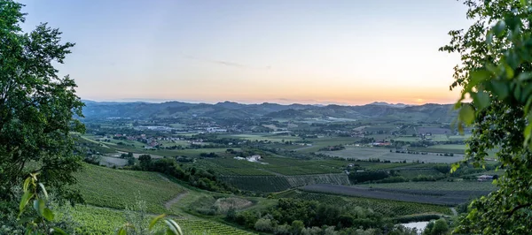 Rural Landscape Green Fields Hills Sky Sunset Emilia Romagna Italy — Foto Stock