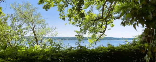 Panorama View Lake Moehnesee Forest Germany — Foto de Stock