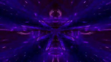 A 3d animation of glowing blue and purple lights on dark background