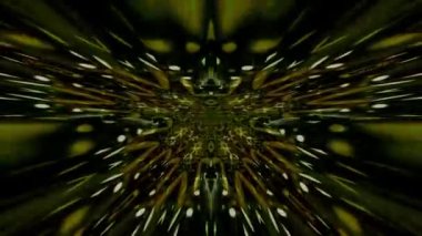 A 3D kaleidoscopic dynamic futuristic animation with green glowing neon lights