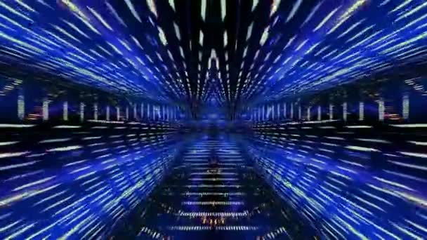 Dynamic Tunnel Shiny Blue Elements Rapid Motion — 图库视频影像