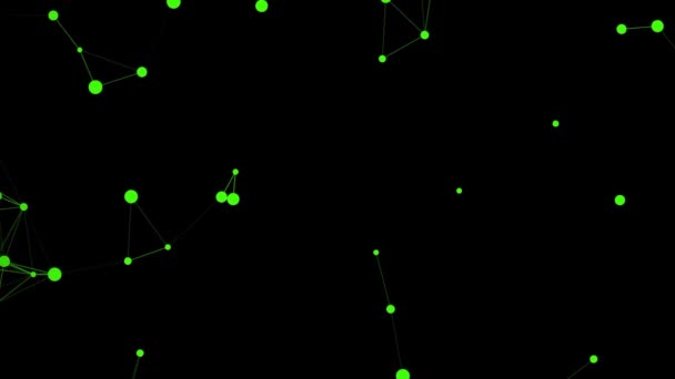 Neon Green Circles Attracting Each Other Connected Line Dark Background — Wideo stockowe