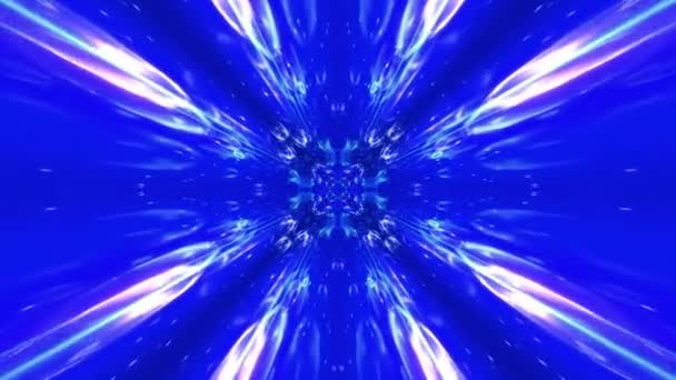 Kaleidoscope Tunnel Sparkling Elements Streaming Blue Abstract Background — Stock video