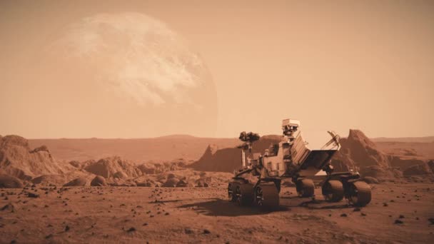 火星の表面を通過するNasaの火星探査機の映像 — ストック動画