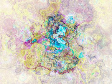 Soyut arkaplan illüstrasyonuna bir göz atın, modern hipster fraktal alev grafiği. Renkli sürreal poster, afiş