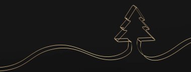 Siyah arka planda bir Noel ağacının 3 boyutlu canlandırması