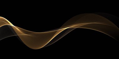 Güzel Karanlık Soyut Altın Dalgalar Arkaplanı. Şablon Tasarımı