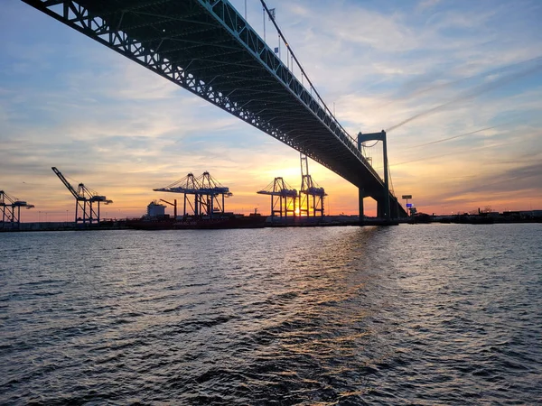View Walt Whitman Bridge Delaware River Philadelphia — Zdjęcie stockowe