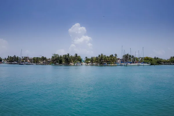 Der Blick Von Einem Boot Auf Die Küstenhäuser Einem Sonnigen — Stockfoto