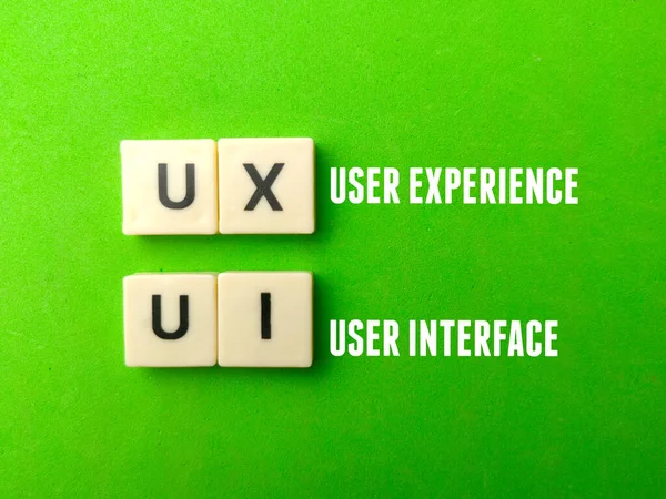 Wooden Blocks User Experience User Interface Text Green Background — Fotografia de Stock