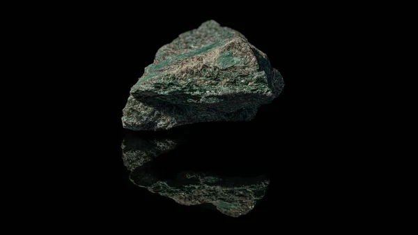 Closeup Green Cuprite Copper Ore Mineral Sample Reflective Black Surface — Stock Photo, Image