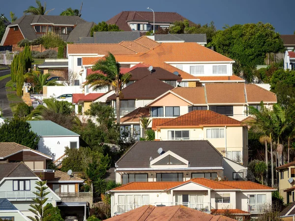 View Suburban Houses Hill Colorful Roofs — Stock Photo, Image