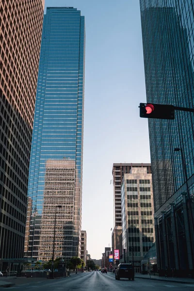 Intersection Surrounded Skyline Buildings Downtown Dallas — Zdjęcie stockowe