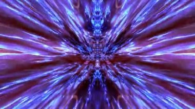 A 3D kaleidoscope tunnel with glossy elements moving forward and backward in the abstract space