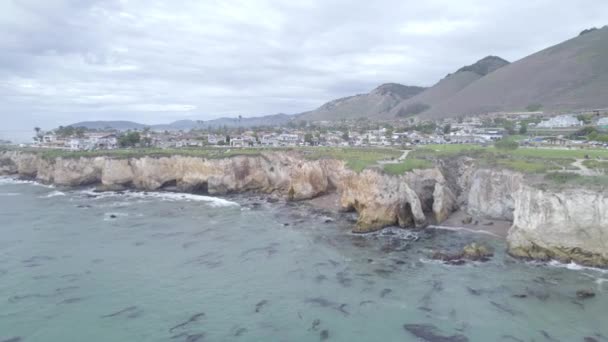 海と岩の海岸線の映像 カリフォルニア州サンルイスオビスポの恐竜洞窟公園 — ストック動画