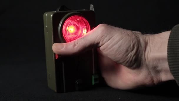Hand Operating Vintage Swiss Army Lamp Slow Motion — Video
