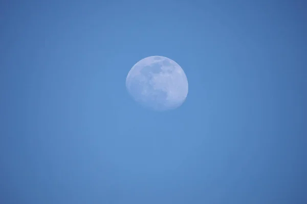 Closeup Serene View Moon Blue Sky — Fotografia de Stock