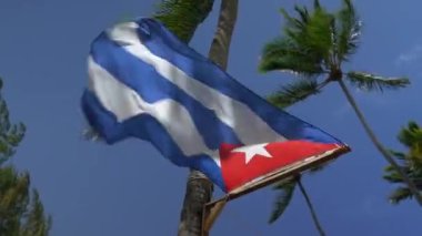 The Cuban flag on the beach in HD
