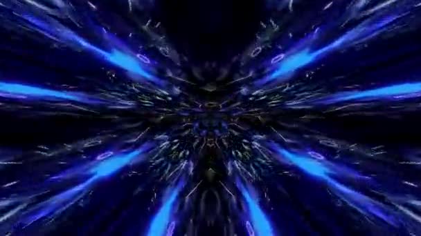 Kaleidoscopic Dynamic Futuristic Animation Blue Green Glowing Laser Neon Lights — Stock video
