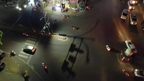 Aerial View Hyperlapse Moving Vehicles Street Night — 비디오