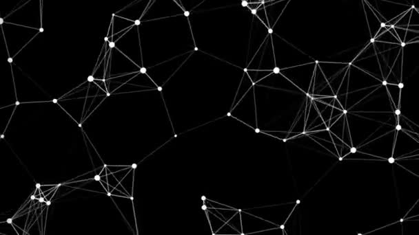 Abstract Connection Dots Technology Background Network Concept Black Background Animation — Stockvideo