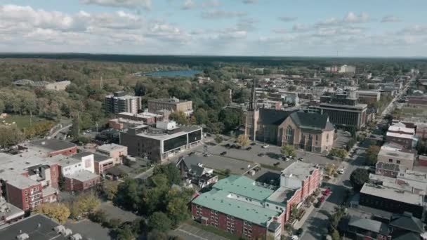 Aerial Video Beautiful Small City Some Northern Region — Video