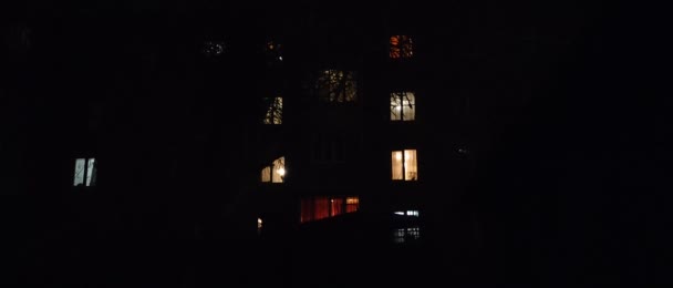 Footage Illuminated Windows Night — Wideo stockowe