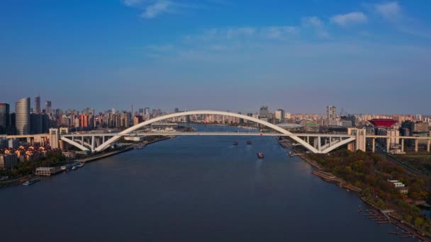 Drone View Lupu Bridge Shanghai China — Stockvideo