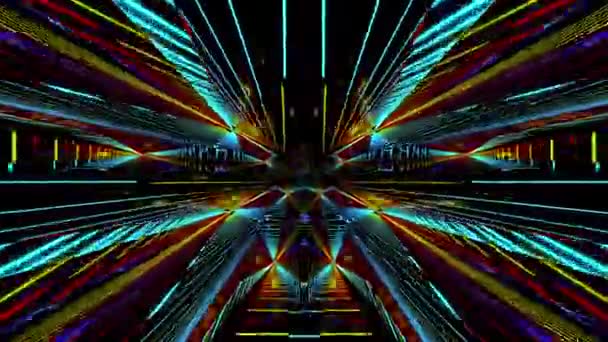 Rendering Vibrant Kaleidoscope Pattern Magic Glowing Elements Abstract Space — Video Stock