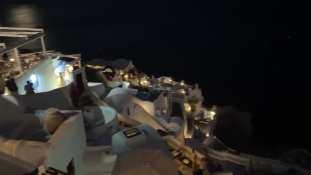 Famous Santorini Island Greece Night — Stock video