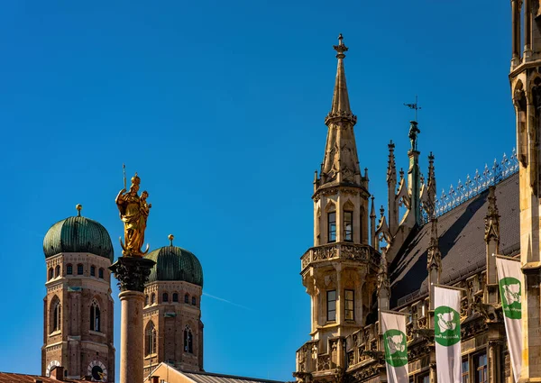 Shot Famous Munich City Centre Famous Towers Munich Central Church —  Fotos de Stock