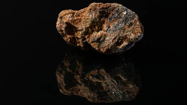 Aged Mineral Stone Iron Ore Black Background — Stock Photo, Image