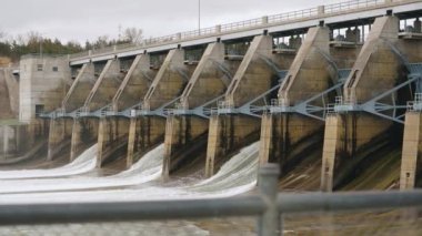 Water flowing through the Lewis & Clark Dam in Yankton, South Dakota