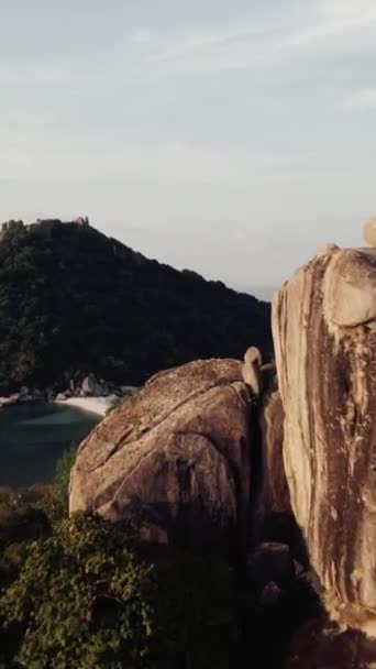 Drone Footage Amazing Beach Surrounded Cliffs — Αρχείο Βίντεο