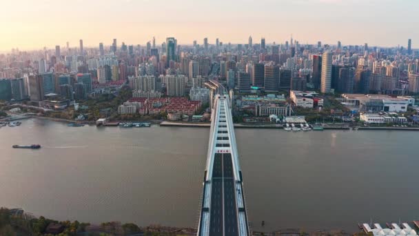 Drone View Lupu Bridge Shanghai China — Αρχείο Βίντεο