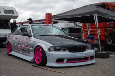 Stance E46 drifting on the racing circuit