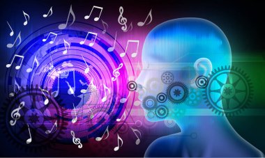 Technology music background with cogs. Technology web background. Virtual concept. vector illustration. world network technology. technology communica