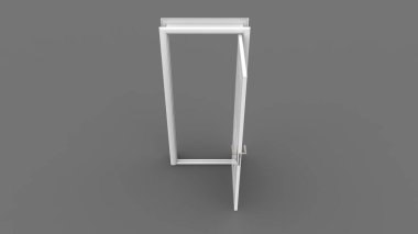 Kapalı kapı illüstrasyonu, girişte gerçekçi kapı aralığı tecrit edilmiş 3D