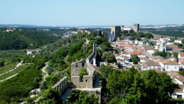 A high angle shot of Obidos Village in Portugal