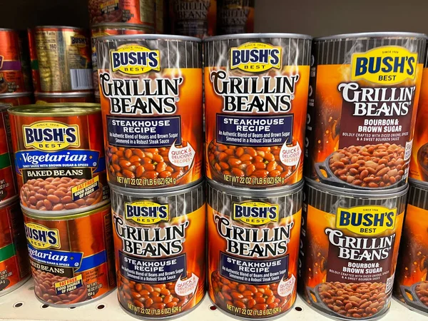 Grovetown Usa Retail Store Bushs Grilling Beans Shelf Variety — Zdjęcie stockowe