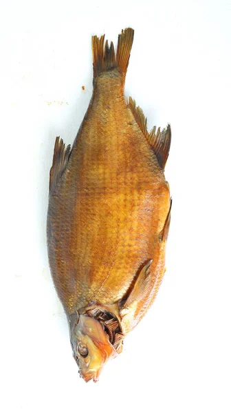 Vertical Shot Smoked Common Bream Fish White Background — Stock Photo, Image