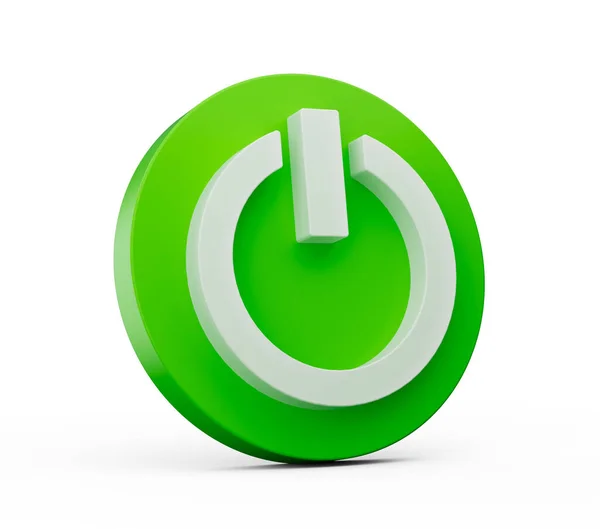 Rendering Modern Green Power Switch Icon Isolated White Background — 图库照片