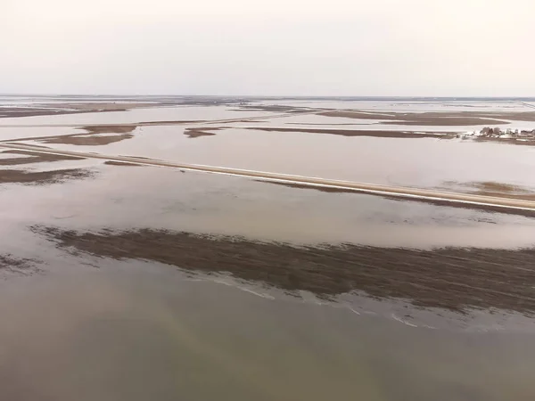 Manitoba Canada 04292022 Overland River Flooding Southern Manitoba Washing Away — 스톡 사진