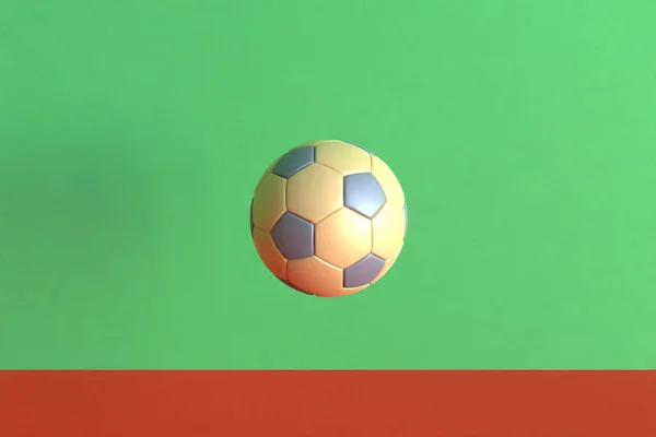 Soccer Ball Green Red Background Rendering — Stockfoto