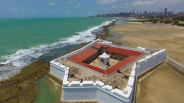 A slow-motion view over Forte dos Reis Magos in Natal, Rio Grande do Norte, Brazil